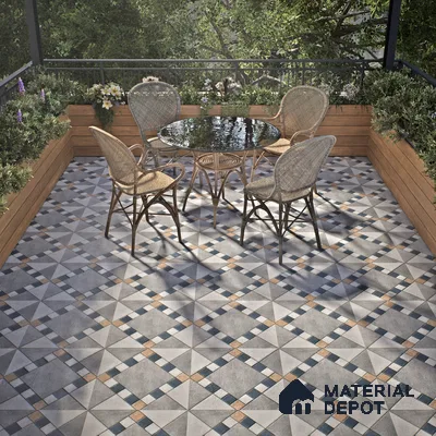 Budget Friendly Stone Look Value for Money Parking  Floor Tile 16 x 16 inch | TL 00655 | Vitrified Matte Finish Tile - 12 mm | Suitable For Parking, Outdoor, Balcony & Terrace | Pattern Alignment May Vary | 2-3 mm Spacer is Mandatory