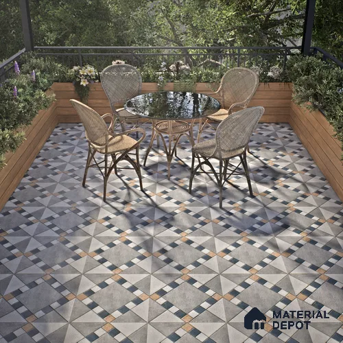 Budget Friendly Stone Look Value for Money Parking  Floor Tile 16 x 16 inch | TL 00655 | Vitrified Matte Finish Tile - 12 mm | Suitable For Parking, Outdoor, Balcony & Terrace | Pattern Alignment May Vary | 2-3 mm Spacer is Mandatory