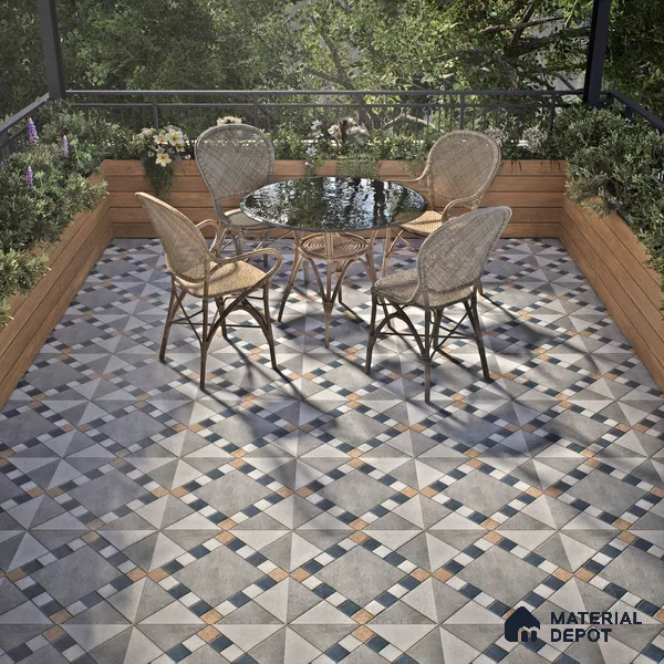 Budget Friendly Stone Look Value for Money Parking  Floor Tile 16 x 16 inch | TL 00655 | Vitrified Matte Finish Tile - 12 mm | Suitable For Parking, Outdoor, Balcony & Terrace | Pattern Alignment May Vary | 2-3 mm Spacer is Mandatory