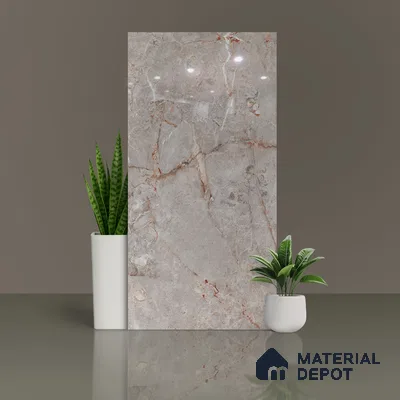 Marble Floor & Wall Tile | TL 00685 Gris Glossy Finish 4 ft x 2 ft Vitrified Tile - 9 mm | Suitable For Living Room, Bedroom, Dining Area