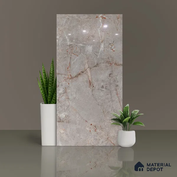 Marble Floor & Wall Tile | TL 00685 Gris Glossy Finish 4 ft x 2 ft Vitrified Tile - 9 mm | Suitable For Living Room, Bedroom, Dining Area