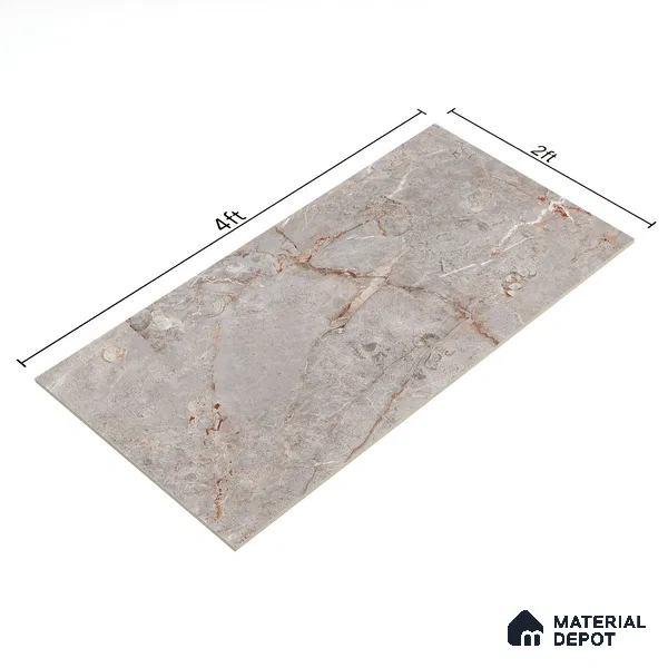 Marble Floor & Wall Tile | TL 00685 Gris Glossy Finish 4 ft x 2 ft Vitrified Tile - 9 mm | Suitable For Living Room, Bedroom, Dining Area