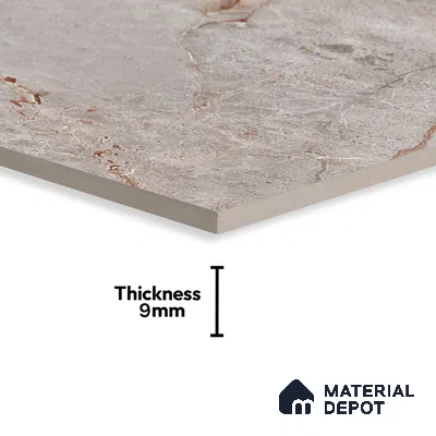 Marble Floor & Wall Tile | TL 00685 Gris Glossy Finish 4 ft x 2 ft Vitrified Tile - 9 mm | Suitable For Living Room, Bedroom, Dining Area