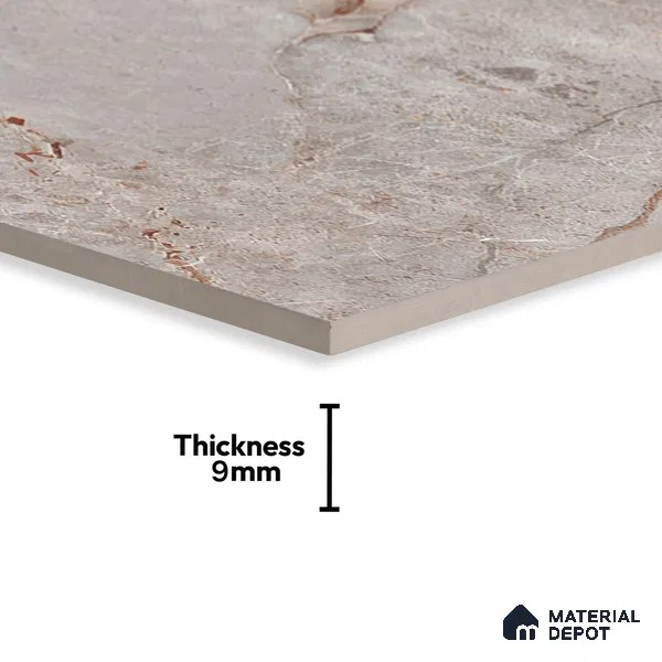 Marble Floor & Wall Tile | TL 00685 Gris Glossy Finish 4 ft x 2 ft Vitrified Tile - 9 mm | Suitable For Living Room, Bedroom, Dining Area