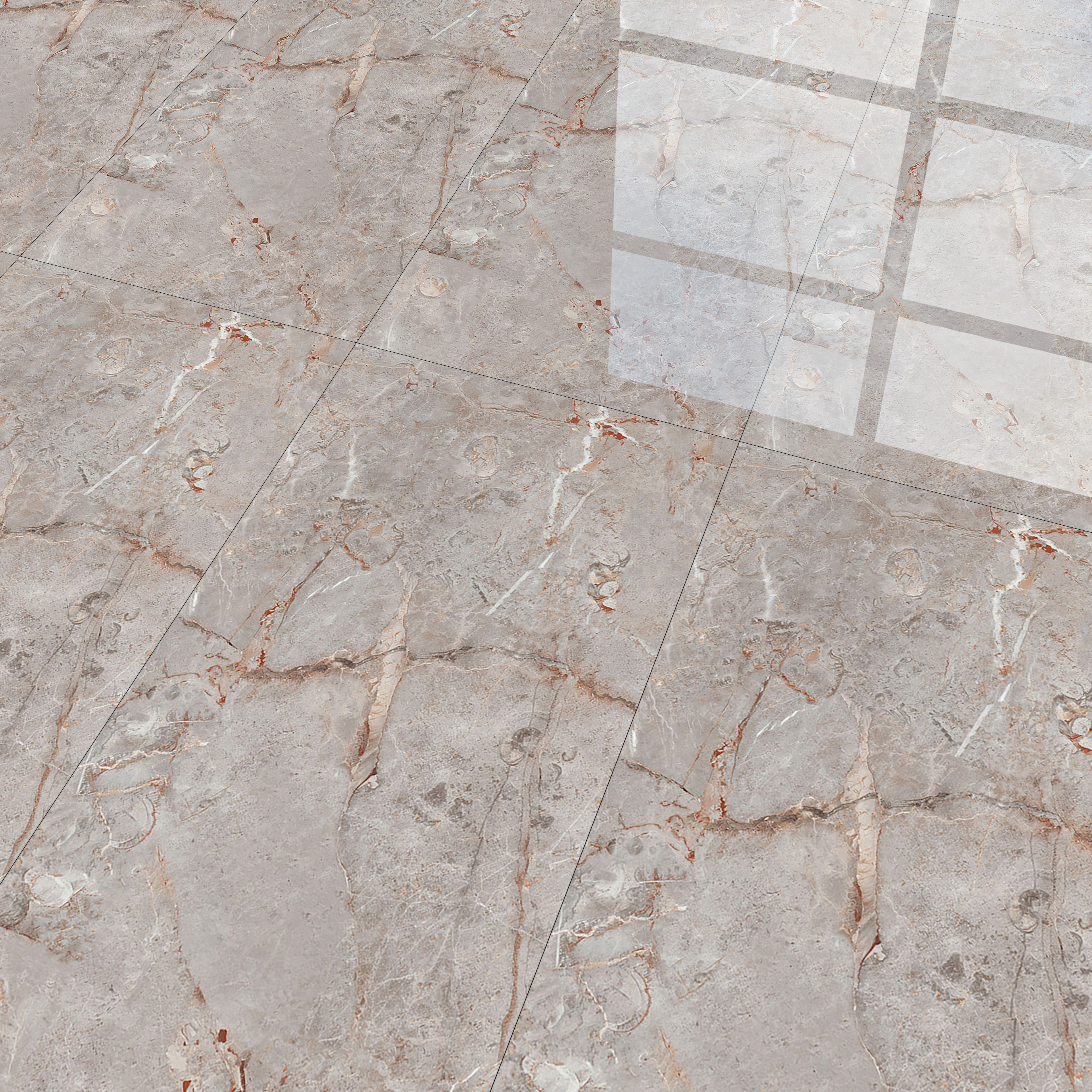Marble Floor & Wall Tile | TL 00685 Gris Glossy Finish 4 ft x 2 ft Vitrified Tile - 9 mm | Suitable For Living Room, Bedroom, Dining Area