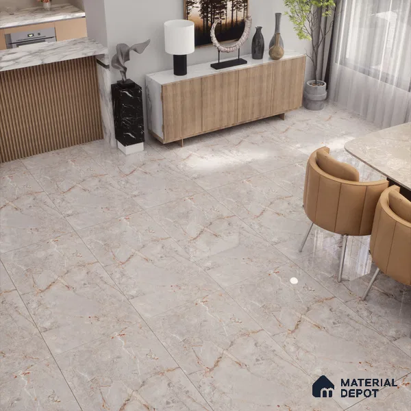 Marble Floor & Wall Tile | TL 00685 Gris Glossy Finish 4 ft x 2 ft Vitrified Tile - 9 mm | Suitable For Living Room, Bedroom, Dining Area