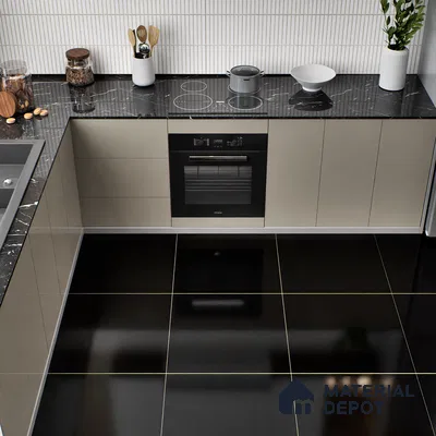 TL 04464 Super Black 600 x 600 mm Glossy Finish Tile - 9 mm