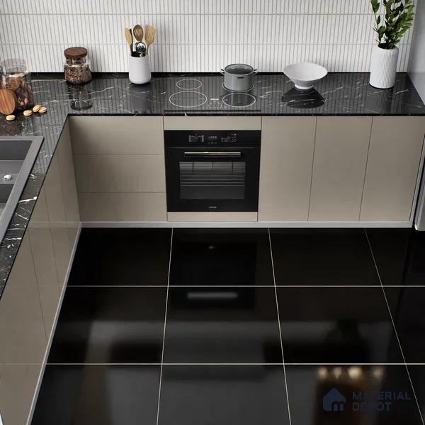 TL 04464 Super Black 600 x 600 mm Glossy Finish Tile - 9 mm