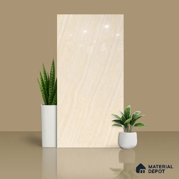 Marble Floor & Wall Double Charge Tile | TL 05557 Arizona Gold 4 ft x 2 ft Glossy Finish Vitrified Tile | Suitable For Living Room, Bedroom, Kitchen