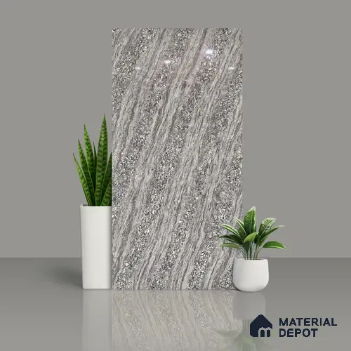 Marble Floor & Wall Double Charge Tile | TL 05557 B Arizona Ash 4 ft x 2 ft Glossy Finish Vitrified Tile | Suitable For Living Room, Bedroom, Kitchen