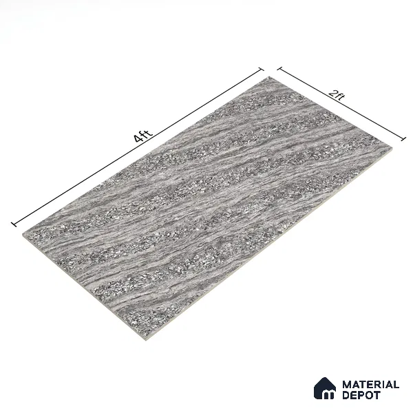 Marble Floor & Wall Double Charge Tile | TL 05557 B Arizona Ash 4 ft x 2 ft Glossy Finish Vitrified Tile | Suitable For Living Room, Bedroom, Kitchen