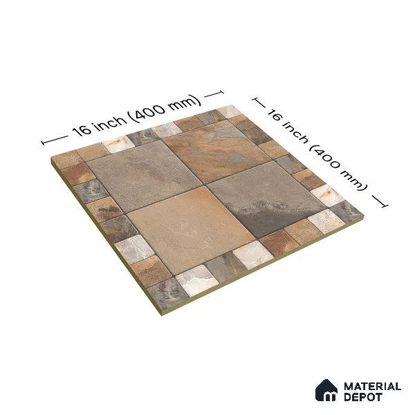TL 01587 Brown 16 x 16 inch Matte Finish Vitrified Parking Floor Tile - 12 mm | Pattern Alignment May Vary | 2-3 mm Spacer is Mandatory