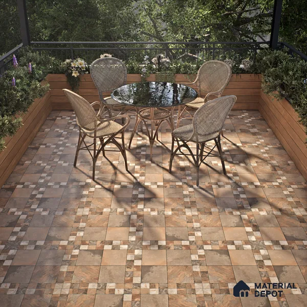 TL 01587 Brown 16 x 16 inch Matte Finish Vitrified Parking Floor Tile - 12 mm | Pattern Alignment May Vary | 2-3 mm Spacer is Mandatory