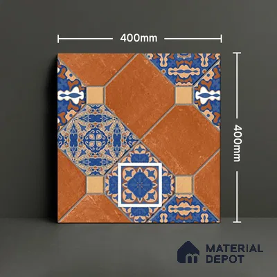 TL 01608 Brown & Blue 16 x 16 inch Matte Finish Vitrified Parking Floor Tile - 12 mm | Pattern Alignment May Vary | 2-3 mm Spacer is Mandatory