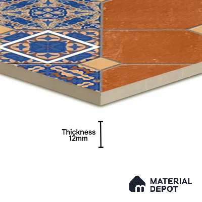 TL 01608 Brown & Blue 16 x 16 inch Matte Finish Vitrified Parking Floor Tile - 12 mm | Pattern Alignment May Vary | 2-3 mm Spacer is Mandatory