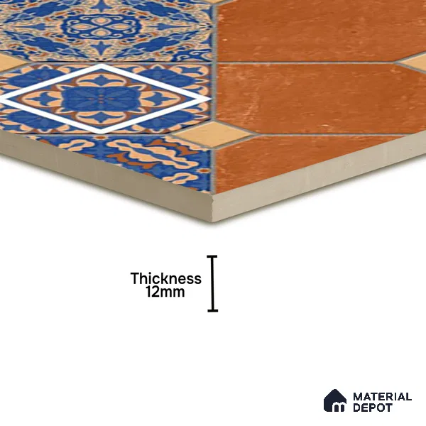 TL 01608 Brown & Blue 16 x 16 inch Matte Finish Vitrified Parking Floor Tile - 12 mm | Pattern Alignment May Vary | 2-3 mm Spacer is Mandatory
