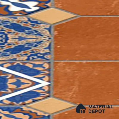 TL 01608 Brown & Blue 16 x 16 inch Matte Finish Vitrified Parking Floor Tile - 12 mm | Pattern Alignment May Vary | 2-3 mm Spacer is Mandatory