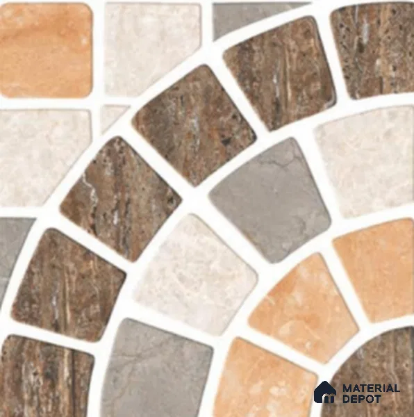 TL 01594 Brown & Cream 16 x 16 inch Matte Finish Vitrified Parking Floor Tile - 12 mm | Pattern Alignment May Vary | 2-3 mm Spacer is Mandatory