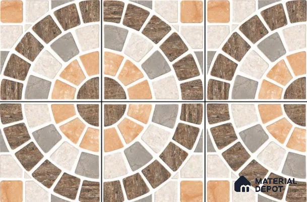 TL 01594 Brown & Cream 16 x 16 inch Matte Finish Vitrified Parking Floor Tile - 12 mm | Pattern Alignment May Vary | 2-3 mm Spacer is Mandatory
