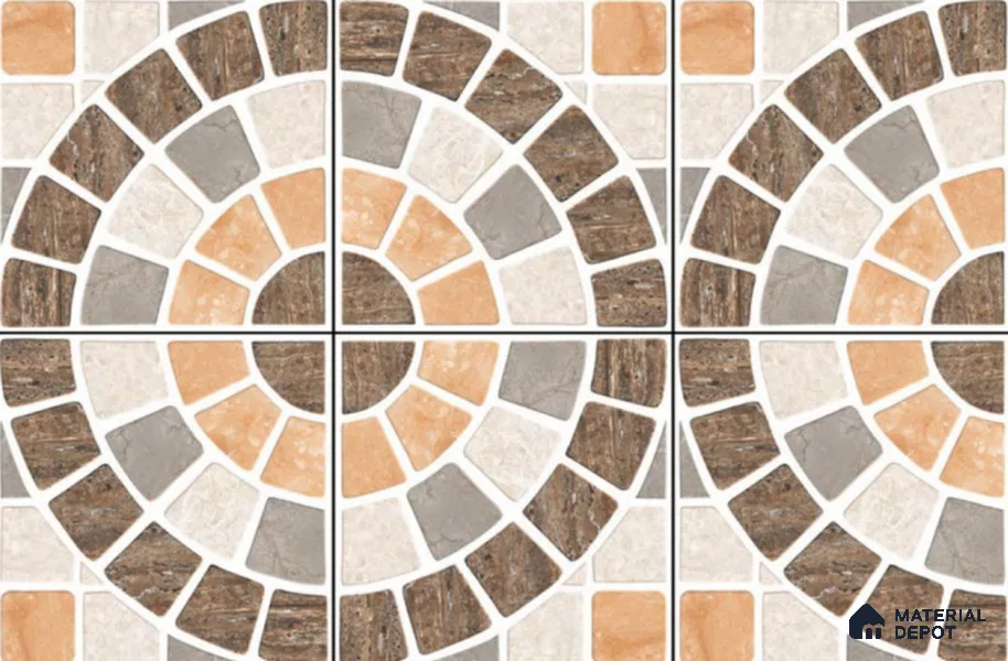 TL 01594 Brown & Cream 16 x 16 inch Matte Finish Vitrified Parking Floor Tile - 12 mm | Pattern Alignment May Vary | 2-3 mm Spacer is Mandatory