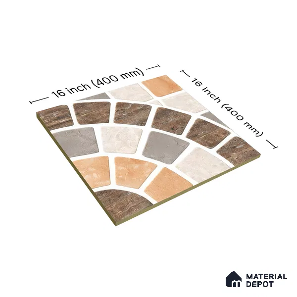 TL 01594 Brown & Cream 16 x 16 inch Matte Finish Vitrified Parking Floor Tile - 12 mm | Pattern Alignment May Vary | 2-3 mm Spacer is Mandatory
