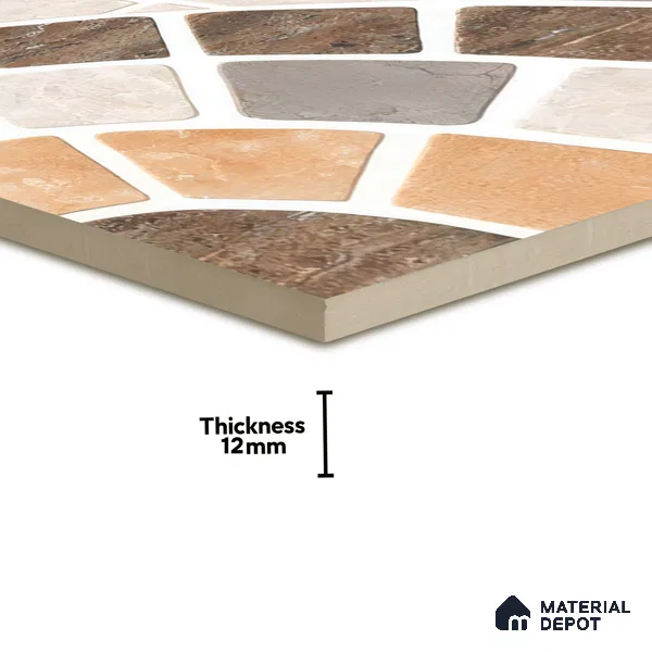 TL 01594 Brown & Cream 16 x 16 inch Matte Finish Vitrified Parking Floor Tile - 12 mm | Pattern Alignment May Vary | 2-3 mm Spacer is Mandatory