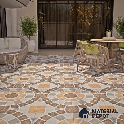 TL 01594 Brown & Cream 16 x 16 inch Matte Finish Vitrified Parking Floor Tile - 12 mm | Pattern Alignment May Vary | 2-3 mm Spacer is Mandatory