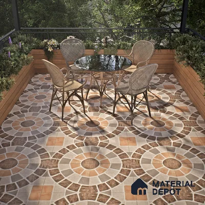TL 01594 Brown & Cream 16 x 16 inch Matte Finish Vitrified Parking Floor Tile - 12 mm | Pattern Alignment May Vary | 2-3 mm Spacer is Mandatory