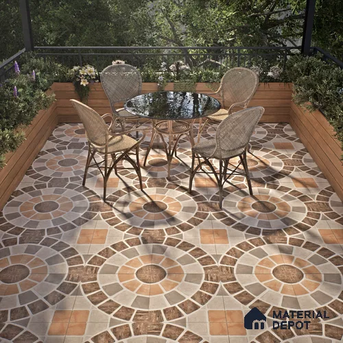TL 01594 Brown & Cream 16 x 16 inch Matte Finish Vitrified Parking Floor Tile - 12 mm | Pattern Alignment May Vary | 2-3 mm Spacer is Mandatory