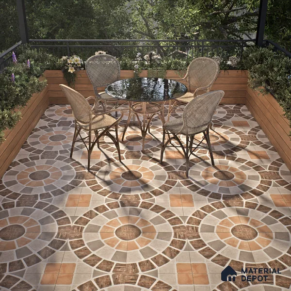 TL 01594 Brown & Cream 16 x 16 inch Matte Finish Vitrified Parking Floor Tile - 12 mm | Pattern Alignment May Vary | 2-3 mm Spacer is Mandatory