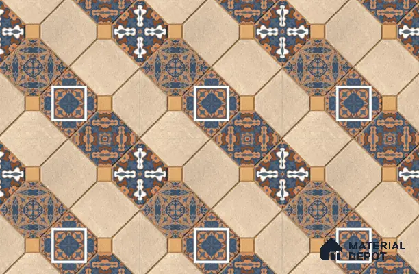 TL 01609 Cream & Blue 16 x 16 inch Matte Finish Vitrified Parking Floor Tile - 12 mm | Pattern Alignment May Vary | 2-3 mm Spacer is Mandatory