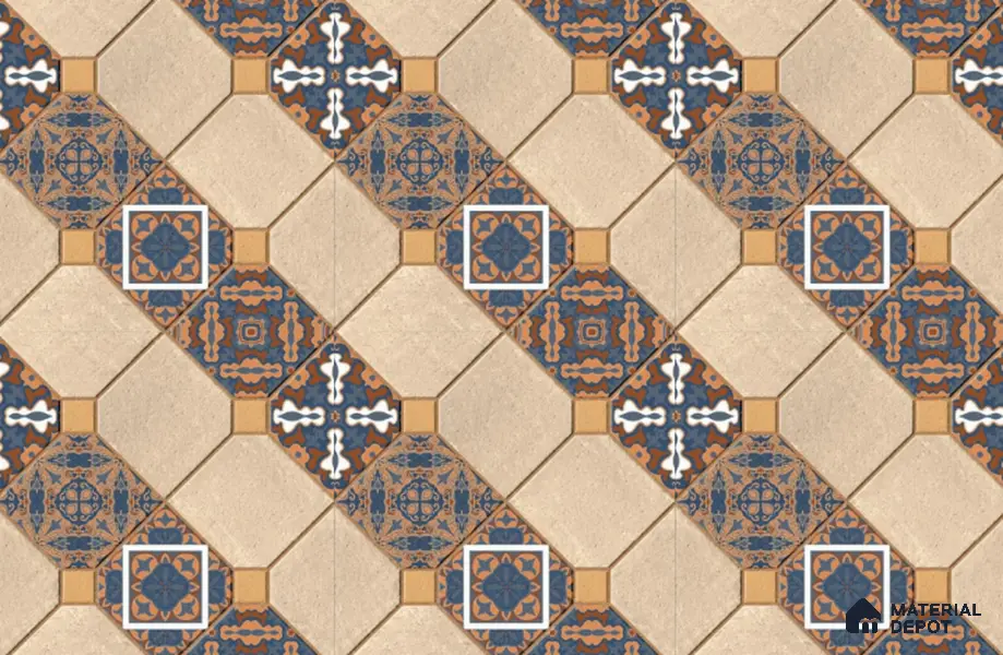 TL 01609 Cream & Blue 16 x 16 inch Matte Finish Vitrified Parking Floor Tile - 12 mm | Pattern Alignment May Vary | 2-3 mm Spacer is Mandatory