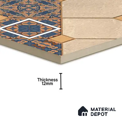 TL 01609 Cream & Blue 16 x 16 inch Matte Finish Vitrified Parking Floor Tile - 12 mm | Pattern Alignment May Vary | 2-3 mm Spacer is Mandatory