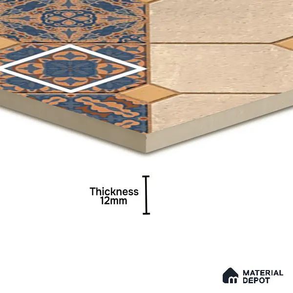 TL 01609 Cream & Blue 16 x 16 inch Matte Finish Vitrified Parking Floor Tile - 12 mm | Pattern Alignment May Vary | 2-3 mm Spacer is Mandatory