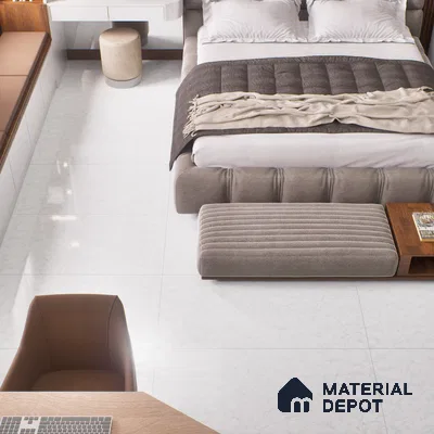 Marble Floor & Wall Double Charge Tile | TL 05558 B Smoke White 4 ft x 2 ft Glossy Finish Vitrified Tile | Suitable For Living Room, Bedroom, Kitchen