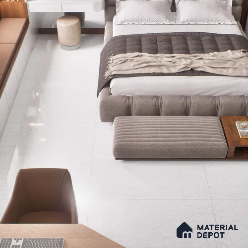 Marble Floor & Wall Double Charge Tile | TL 05558 B Smoke White 4 ft x 2 ft Glossy Finish Vitrified Tile | Suitable For Living Room, Bedroom, Kitchen