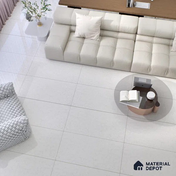 Marble Floor & Wall Double Charge Tile | TL 05558 B Smoke White 4 ft x 2 ft Glossy Finish Vitrified Tile | Suitable For Living Room, Bedroom, Kitchen