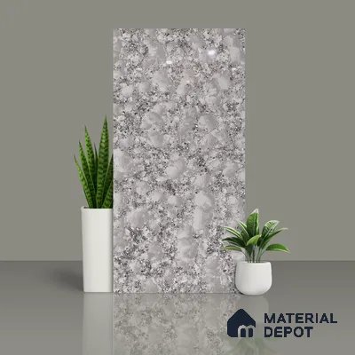 Marble Floor & Wall Double Charge Tile | TL 05558 Smoke Ash 4 ft x 2 ft Glossy Finish Vitrified Tile | Suitable For Living Room, Bedroom, Kitchen
