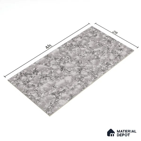 Marble Floor & Wall Double Charge Tile | TL 05558 Smoke Ash 4 ft x 2 ft Glossy Finish Vitrified Tile | Suitable For Living Room, Bedroom, Kitchen