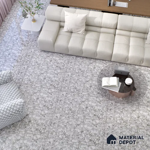 Marble Floor & Wall Double Charge Tile | TL 05558 Smoke Ash 4 ft x 2 ft Glossy Finish Vitrified Tile | Suitable For Living Room, Bedroom, Kitchen