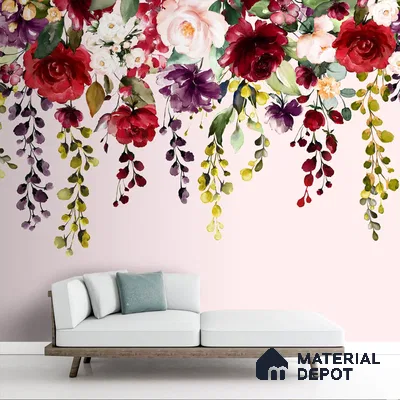 Hanging Floral Pattern for Beautiful Wallpaper, Customised Indrani Series Handmade Florals Design (Customised Size Wallpaper )