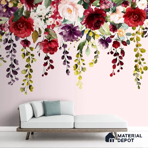 Hanging Floral Pattern for Beautiful Wallpaper, Customised Indrani Series Handmade Florals Design (Customised Size Wallpaper )