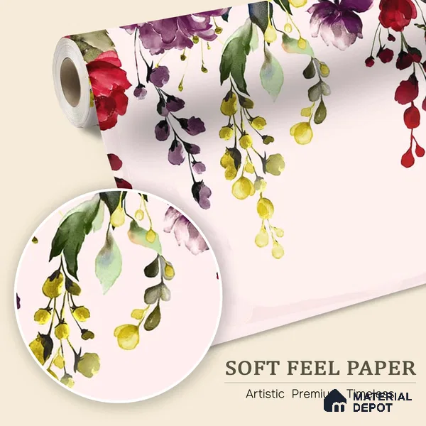 700611 | Hanging Floral Pattern Customized Floral Wallpaper - Soft Feel