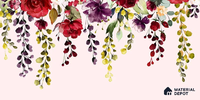 700611 | Hanging Floral Pattern Customized Floral Wallpaper - Soft Feel