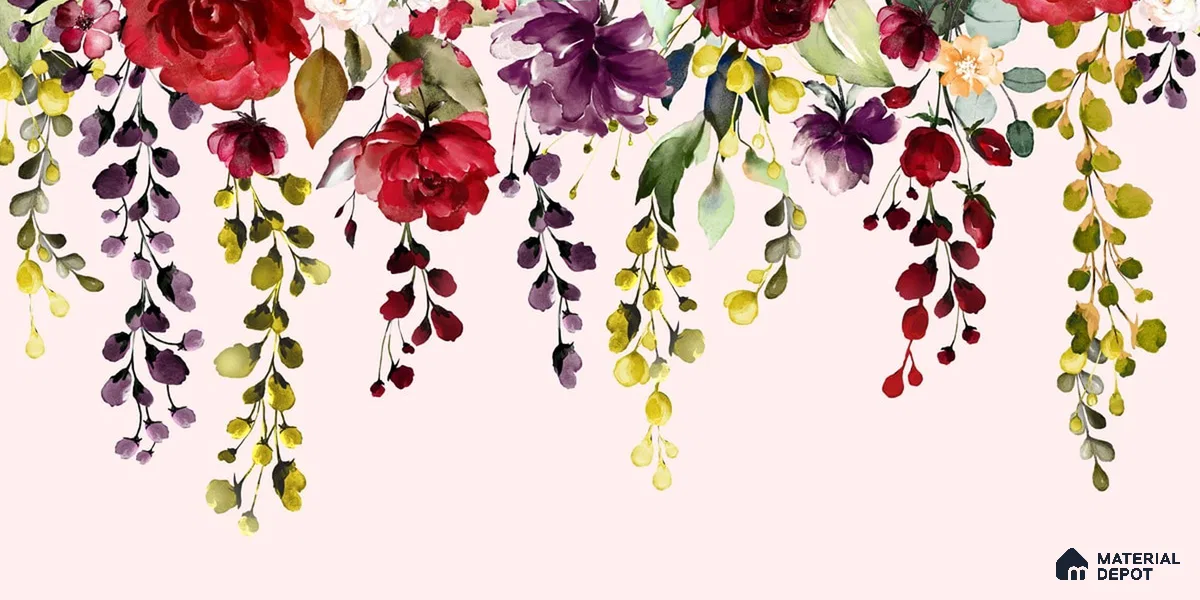 700611 | Hanging Floral Pattern Customized Floral Wallpaper - Soft Feel