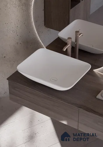 Havana Solid White Translucent Basin BS 00224 520 x 375 mm Artificial Stone Acrylic Body Stain Free Designer Basin - 150 mm | Suitable For Bathroom, Vanity & Utility Areas
