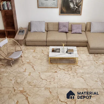 Marble Floor & Wall Tile TL 02207 Hazel Brown 4 ft x 2 ft Glossy Finish Vitrified Tile - 9 mm (Random 5) (Sample)