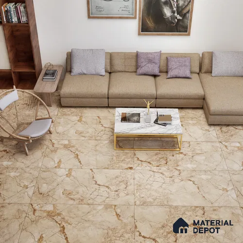 Marble Floor & Wall Tile TL 02207 Hazel Brown 4 ft x 2 ft Glossy Finish Vitrified Tile - 9 mm (Random 5)