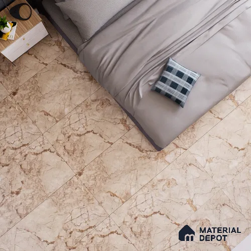Marble Floor & Wall Tile TL 02207 Hazel Brown 4 ft x 2 ft Glossy Finish Vitrified Tile - 9 mm (Random 5)