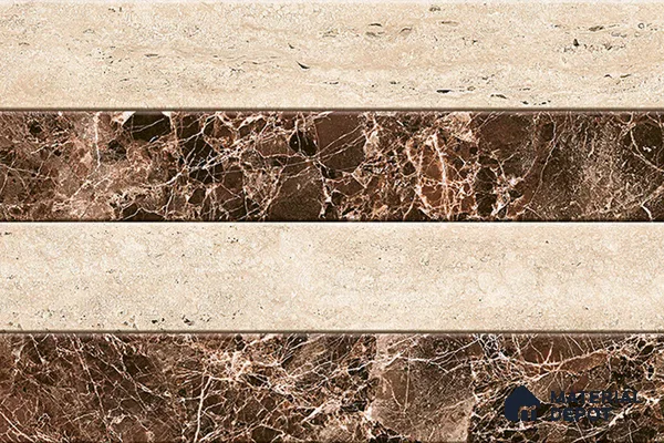 TL 01904 B Cream & Wenge Highlighter 1 18 x 12 inch Glossy Finish Ceramic Wall Tile - 6 mm